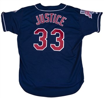 1997 David Justice Game Issued & Signed Cleveland Indians Home Alternate Jersey - World Series Season (JSA)